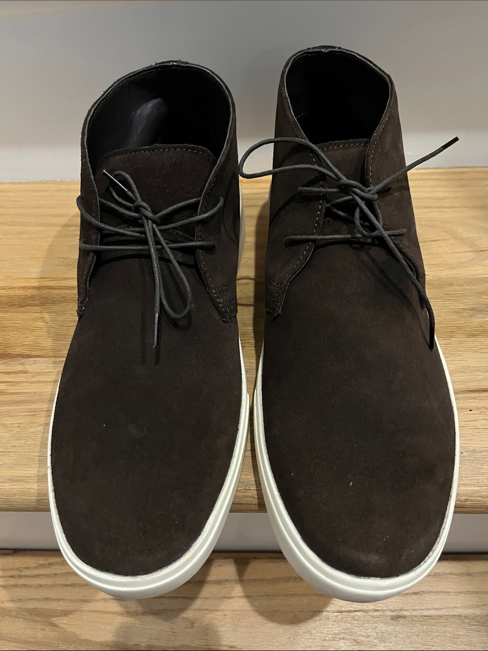 Franco Fortini Dark Brown Suede Chukka Boots with White Sole
